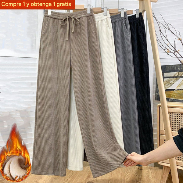 🔥【Compre uno y llévese otro gratis】 👖Nuevos pantalones casuales de terciopelo con perneras anchas, muy cómodos de usar.