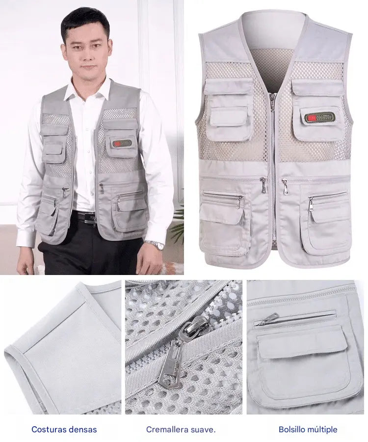 😎【XL-4XL】【55-100kg】Chaleco sencillo y funcional con múltiples bolsillos
