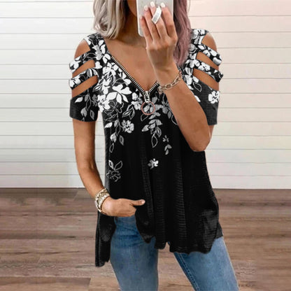 🔥【Rabat 50%】👕【S-5XL】 Damskie letnie topy seksowne wygodne luźne dopasowane bawełniane z dekoltem V