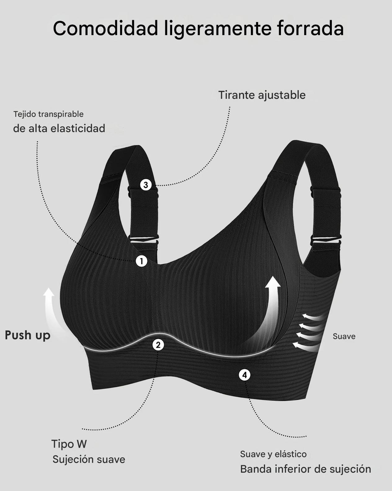 😍【Paquete de 4】Sujetador de una pieza sin aros para mujer, sin costuras y cómodo para sujetar el busto❤️【40-95 kg】