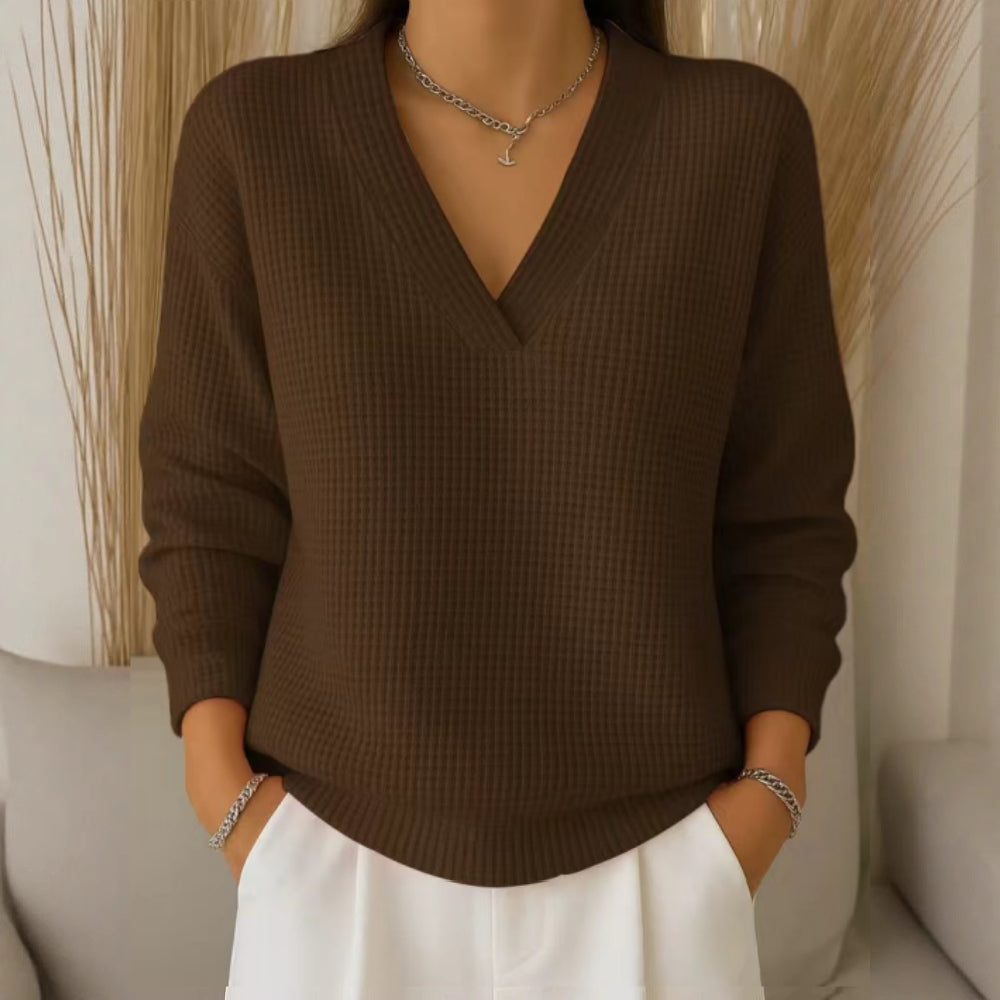 ✨💥【S-3XL】Novi ležeran pleteni top dugih rukava s uzorkom vafla