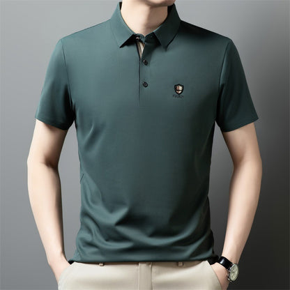 【M-4XL】Verano 2026 Nuevo polo casual con solapa de media manga de seda helada