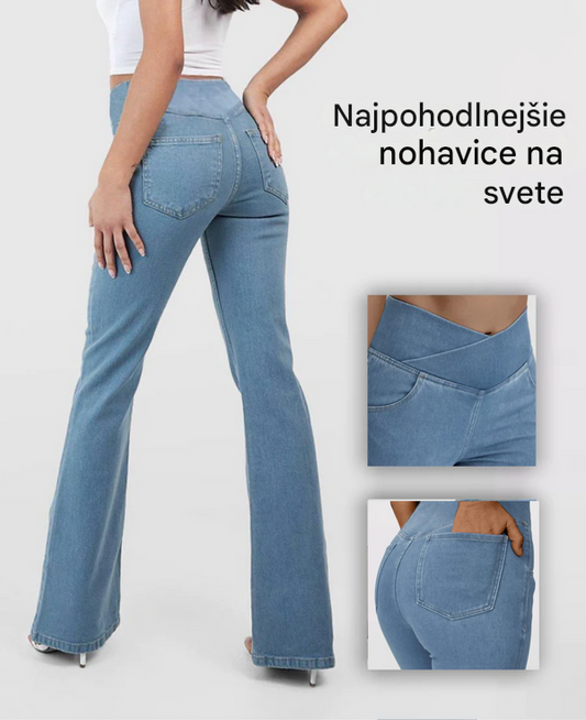 ✅👖【XS-4XL】Úzke rozšírené džínsy s vysokým pásom, tvarujúce zadok
