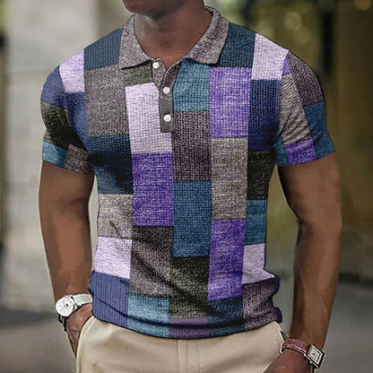 💥👕【50% de descuento】🛒【S-5XL】Camisa POLO con estampado geométrico casual para hombre 2025, moderna y cómoda, con forma