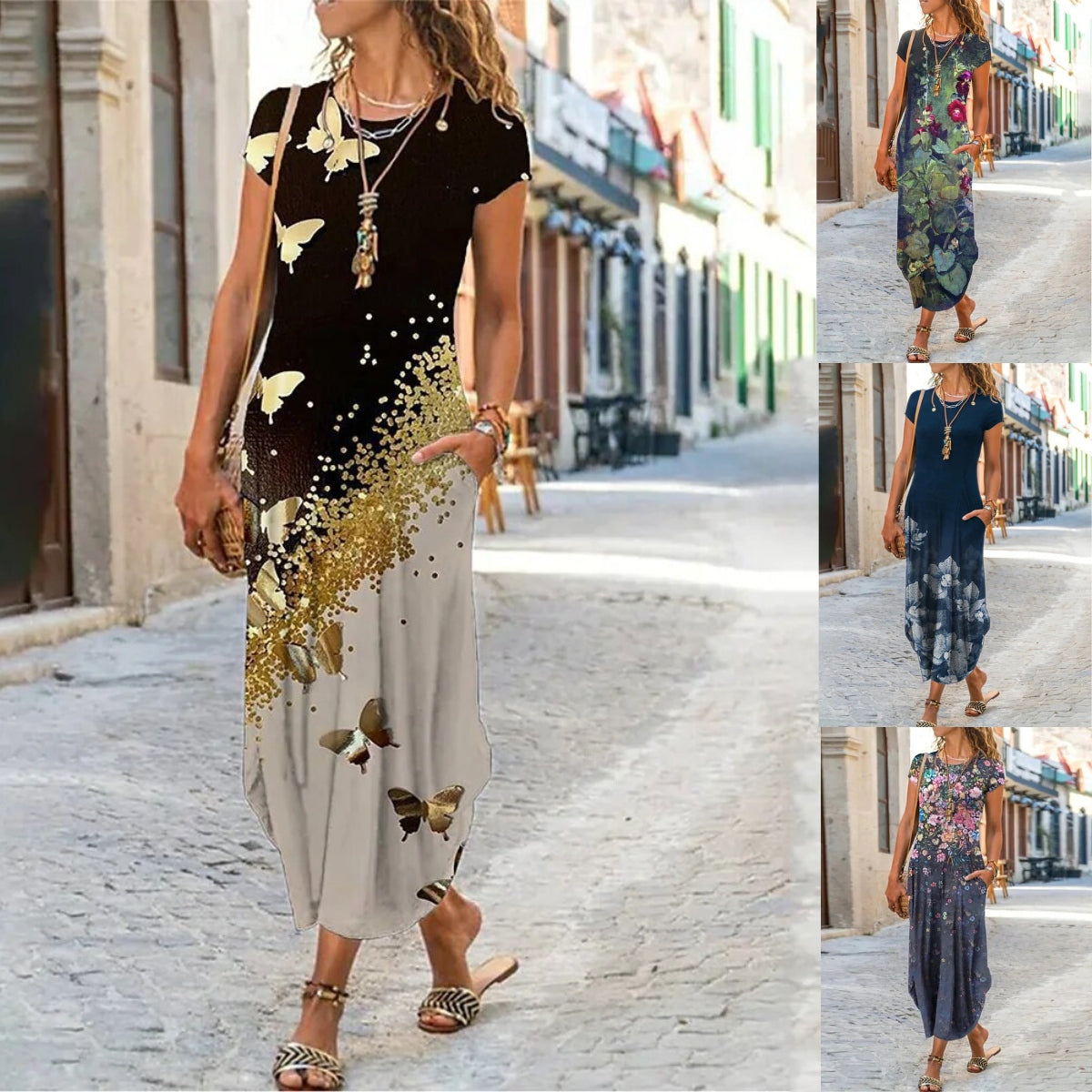 [S-3XL] 2024 new printed long dress--3660491