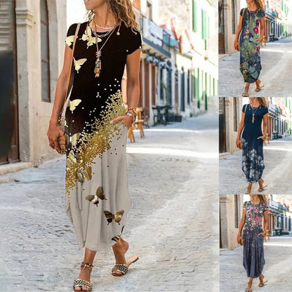 [S-3XL] 2024 new printed long dress--3660491