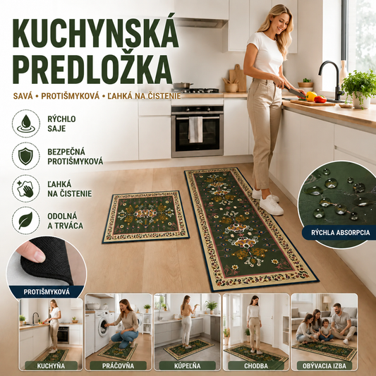 【40x60 + 40x120 cm】Protišmyková, odolná voči škvrnám a vysoko savá podlahová rohož.