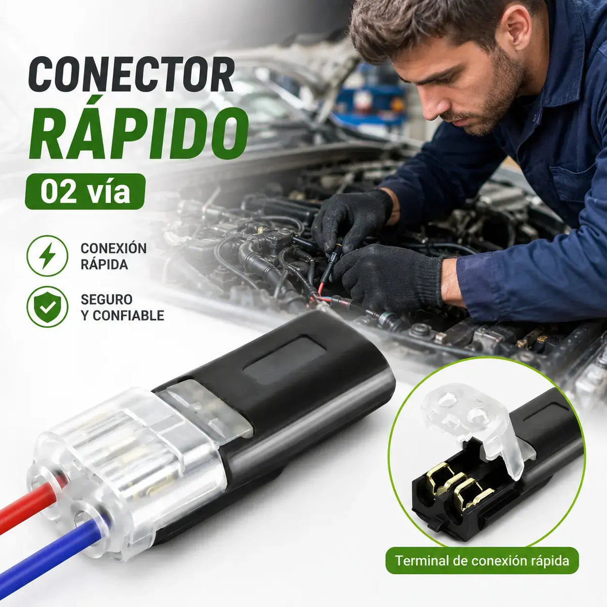 【20 piezas】Conector enchufable de doble cable con presilla de bloqueo