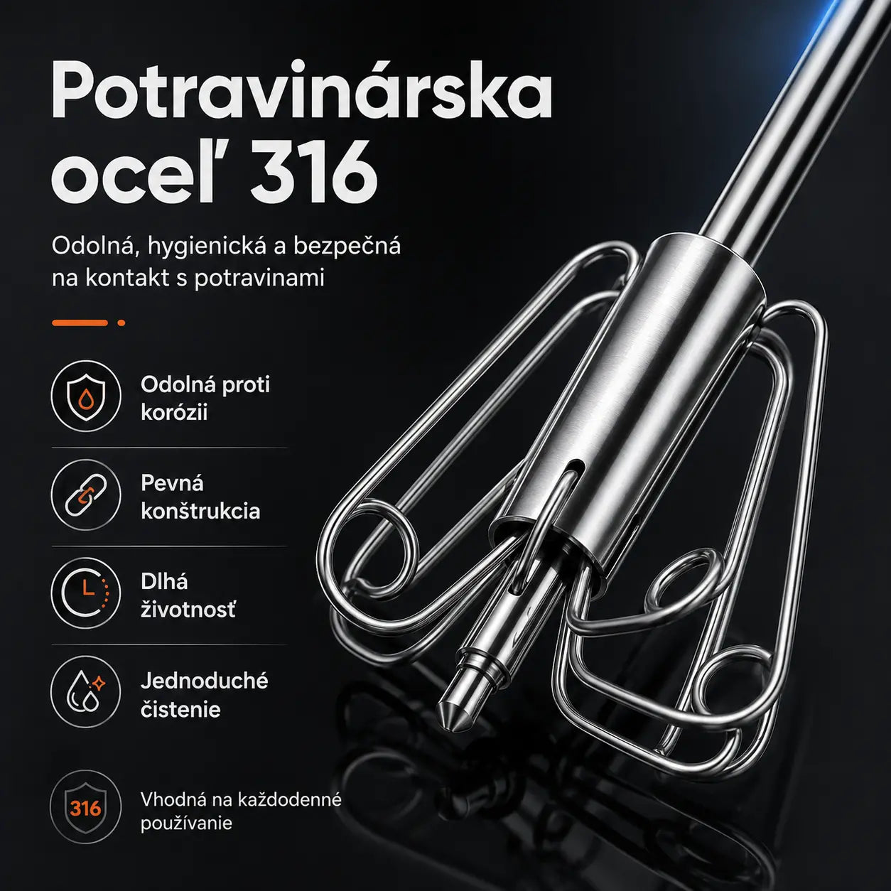 🎁🔥Kúpte jeden kus, druhý dostanete zadarmo (2 kusy)🎁Poloautomatické a manuálne šľahače vajec z nehrdzavejúcej ocele