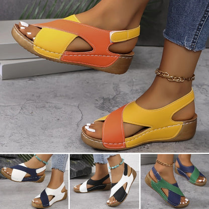💞✨【36-43】Nouă sandale plate pentru femei de culoare contrastantă, confortabile, casual și versatile