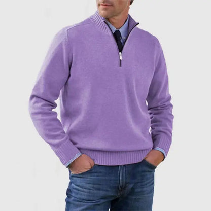 🔥👔【M-5XL】Sudadera de punto con cremallera y cuello alto para hombre, tallas grandes - Color liso, sencilla y versátil para el uso diario.