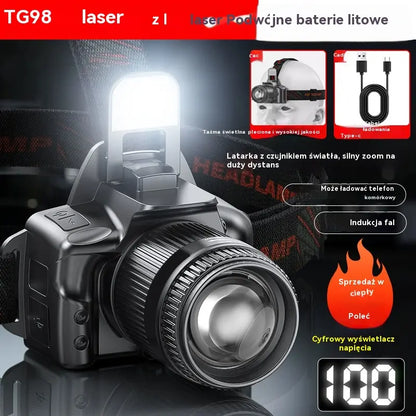 🔥💡【Rabat 50%】Czołówka z mocnym czujnikiem ruchu do użytku domowego i zewnętrznego, z funkcją zoomu, dalekim zasięgiem, ładowalna, o długim czasie pracy – idealna na nocne spacery, przygody i nocne wędkowanie.
