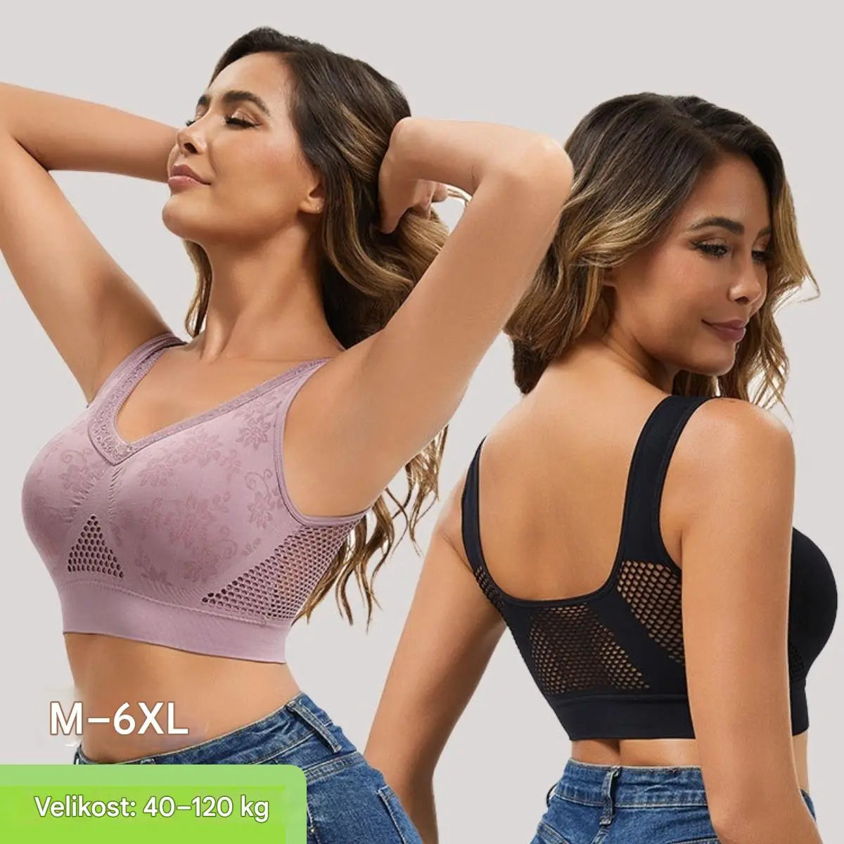 【【3-dielne balenie】1 sada 23 eur】Čipková podprsenka s vysokou oporou a bez kostic pre ženy