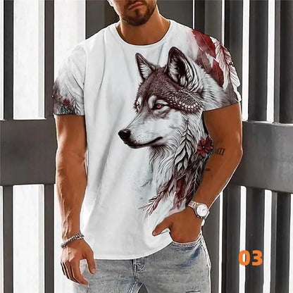 💥👕【M-6XL】🌹🏆Ljetni novi proizvod 2026. - Muška majica kratkih rukava s printom vukova - Pamuk ugodan za kožu, mekan i prozračan