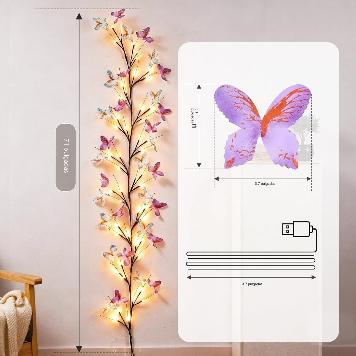 ✨ Flexibilné LED osvetlenie viniča s motýľmi – Vyzdobte si domov magickou a teplou atmosférou 🦋💡