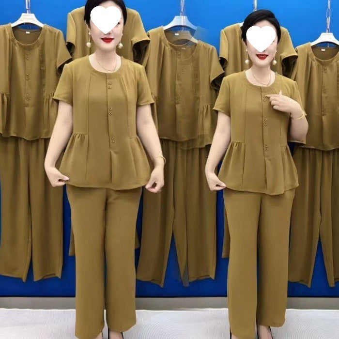 😍🌹【Top + nohavice】 (M–4XL) Každodenný a pohodlný set, tvarujúci a štýlový, vo veľkých veľkostiach, moderný.