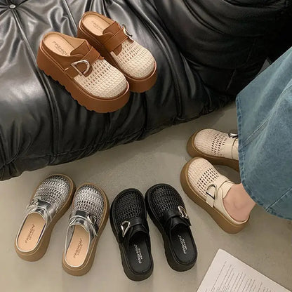 🔥Hit Sprzedaży 【Rabat 50%】✨【35-40】Letnie buty na wysokiej platformie. Przewiewny wzór tkany, styl retro i nowoczesny