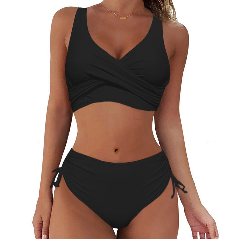 🏖️👙【Produs nou cu reducere】🌴【S-3XL】Costum de baie bikini pentru femei, culoare uni, cu uscare rapidă, confortabil și respirabil, vara 2025