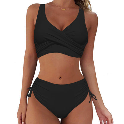 🏖️👙【Produs nou cu reducere】🌴【S-3XL】Costum de baie bikini pentru femei, culoare uni, cu uscare rapidă, confortabil și respirabil, vara 2025