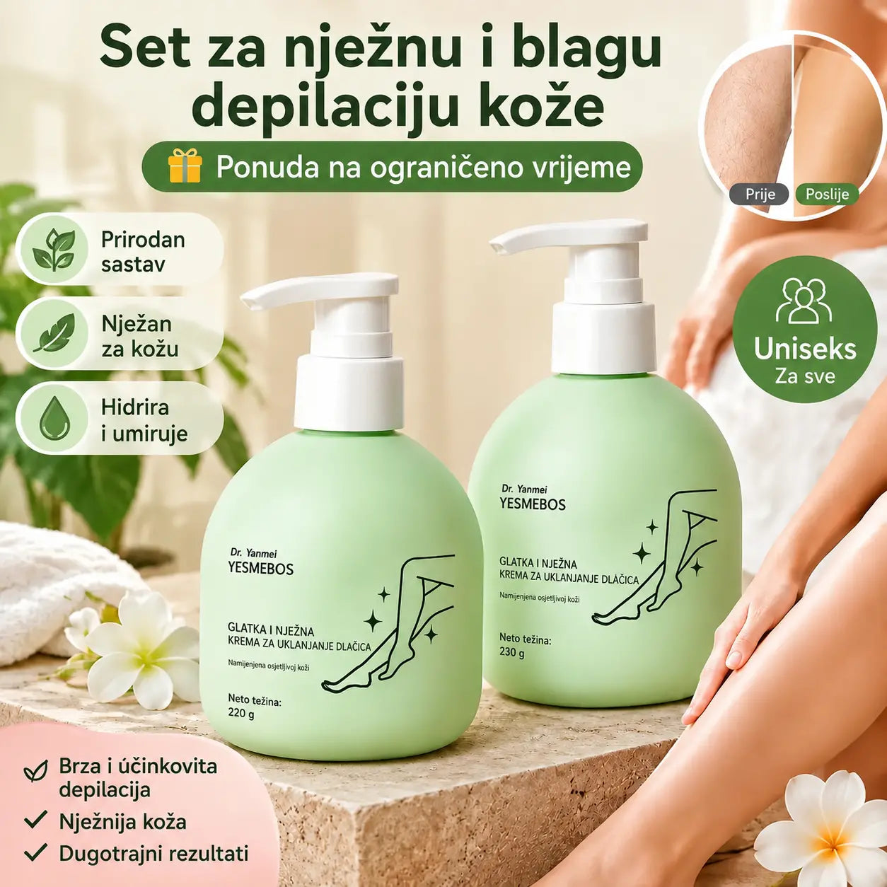 30% POPUSTA✨Nježan i koži prijazan komplet za uklanjanje dlačica | Vremenski ograničena ponuda 🎁