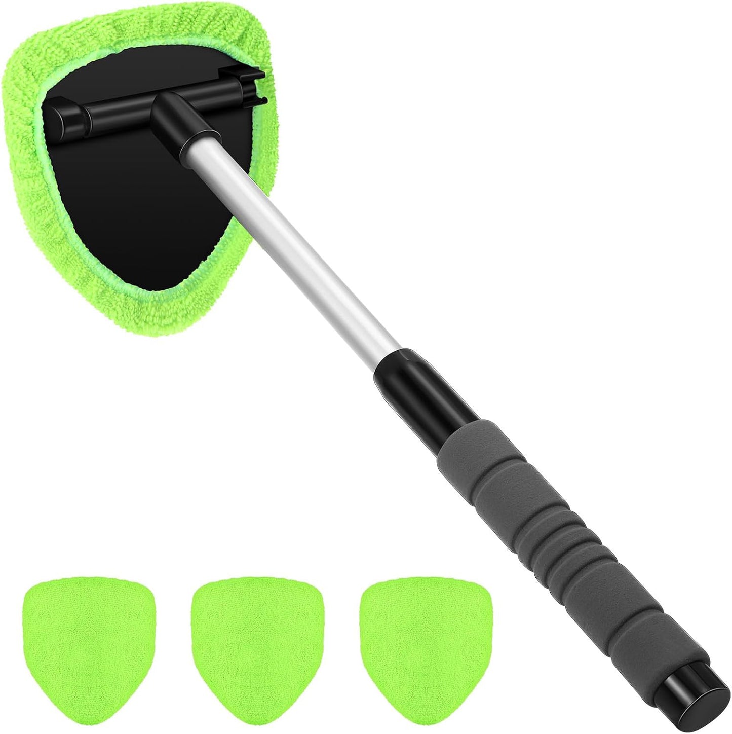 🎁【1 pieza de plástico triangular + 4 fundas de tela】Kit de limpieza de parabrisas de coche - extensible y giratorio 180°
