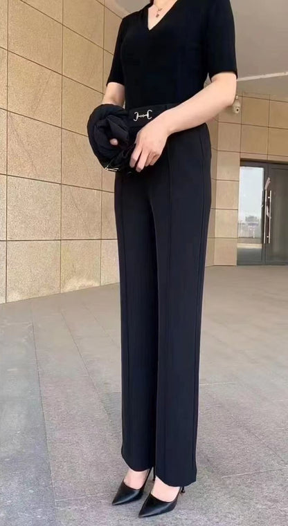 🔥【M-4XL】👖🎁Nové vysoko kvalitné rovné nohavice, letné vonkajšie voľnočasové nohavice, jednoduché úzke nohavice s vysokým pásom