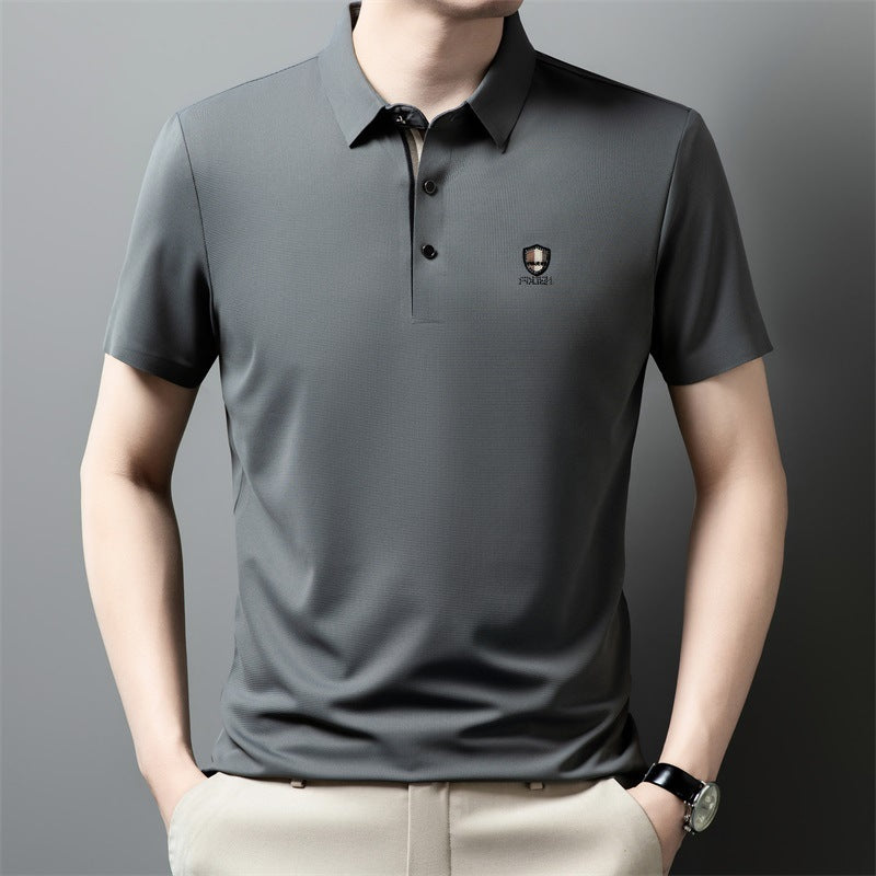 【M-4XL】Verano 2026 Nuevo polo casual con solapa de media manga de seda helada