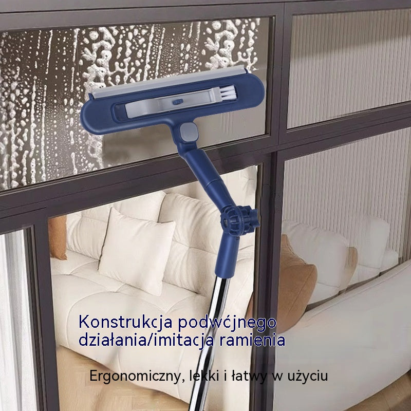 ✨💧Dwustronna myjka do okien 2 w 1 z teleskopowym uchwytem, przeznaczona do mycia okien w budynkach wysokościowych.