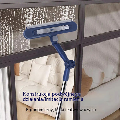 ✨💧Dwustronna myjka do okien 2 w 1 z teleskopowym uchwytem, przeznaczona do mycia okien w budynkach wysokościowych.