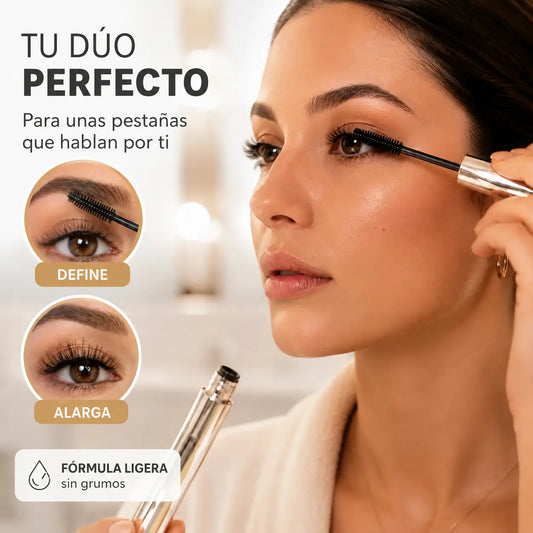 💥🔥【2 piezas】—🤩Opción más popular🔥Oferta especial 2026🔥Set de máscara de pestañas y rizador de pelo súper alargadores