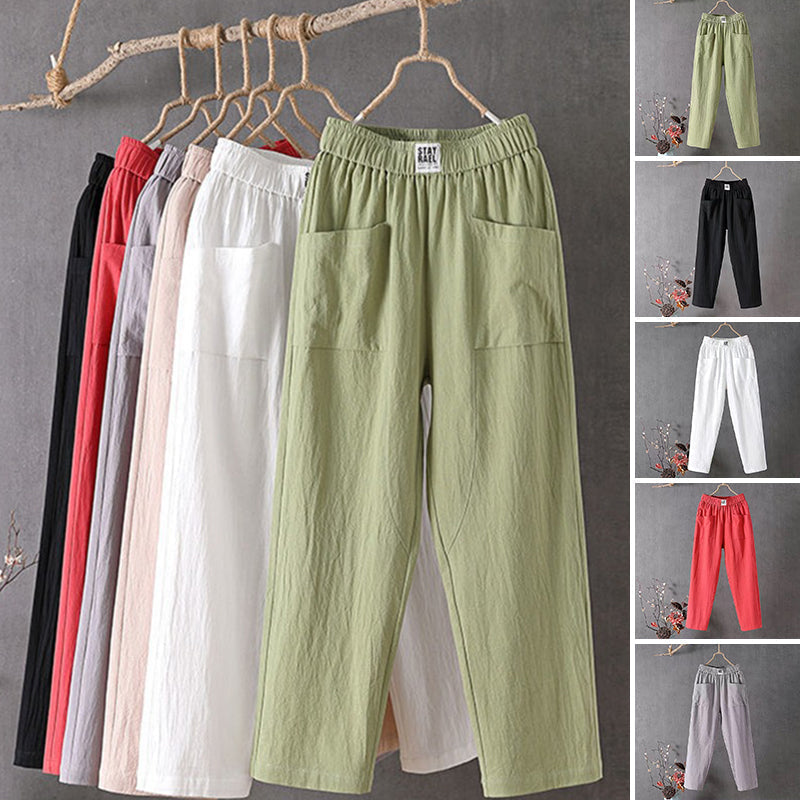 🌿🌈【M-4XL】Pantaloni largi de damă în stil nou de vară 2025, pantaloni casual respirabili și confortabili