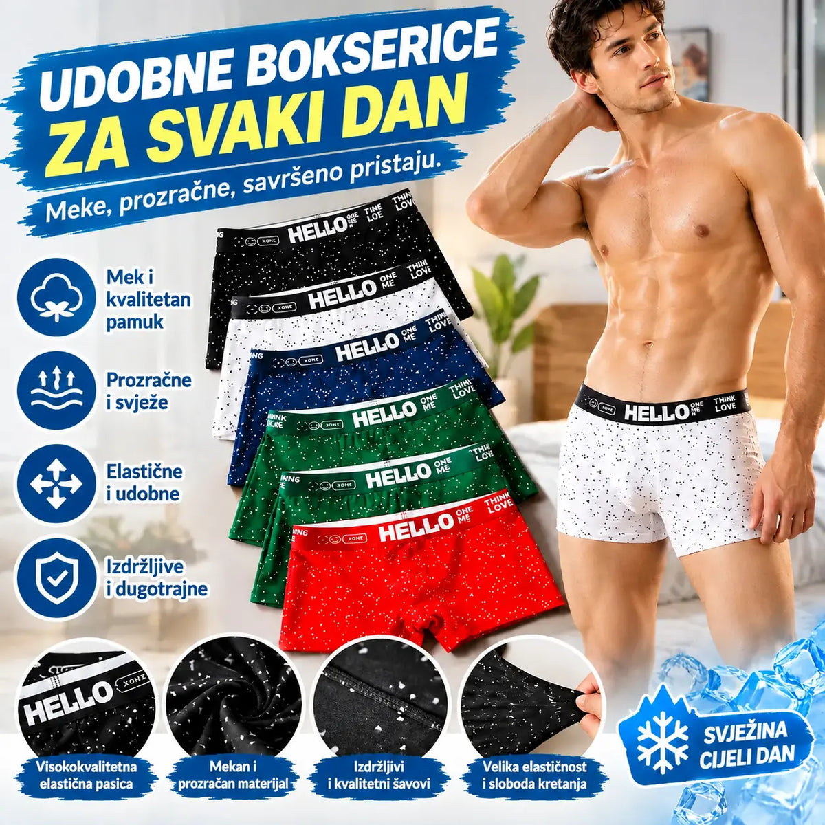 ⏳【Ograničena ponuda】🔥(Pakiranje od 5 komada) Nove muške pamučne bokserice