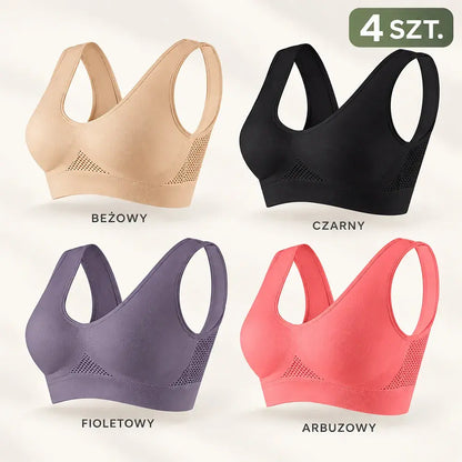 🥰【Zestaw 4-częściowy】Oddychający i stylowy biustonosz sportowy ❤️【40–120 kg】