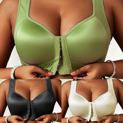 😍👙【Pakiranje od 3 komada】【40-100 kg】Ženski grudnjak za podizanje tijela bez žice, za veće veličine, s kopčanjem sprijeda i protiv opuštanja