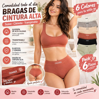 🩲🔥[6 piezas 26 euro] Braguitas de algodón cómodas y transpirables de tiro medio para mujer