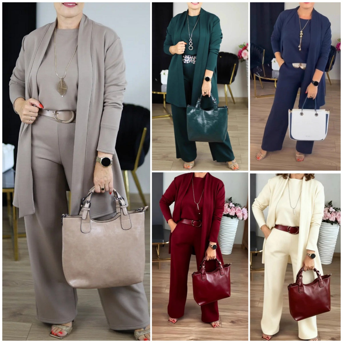 ⏳Špeciálna časovo obmedzená ponuka⏰Elegantná 3-dielna súprava vrátane dlhého kardiganu, topu a nohavíc💞