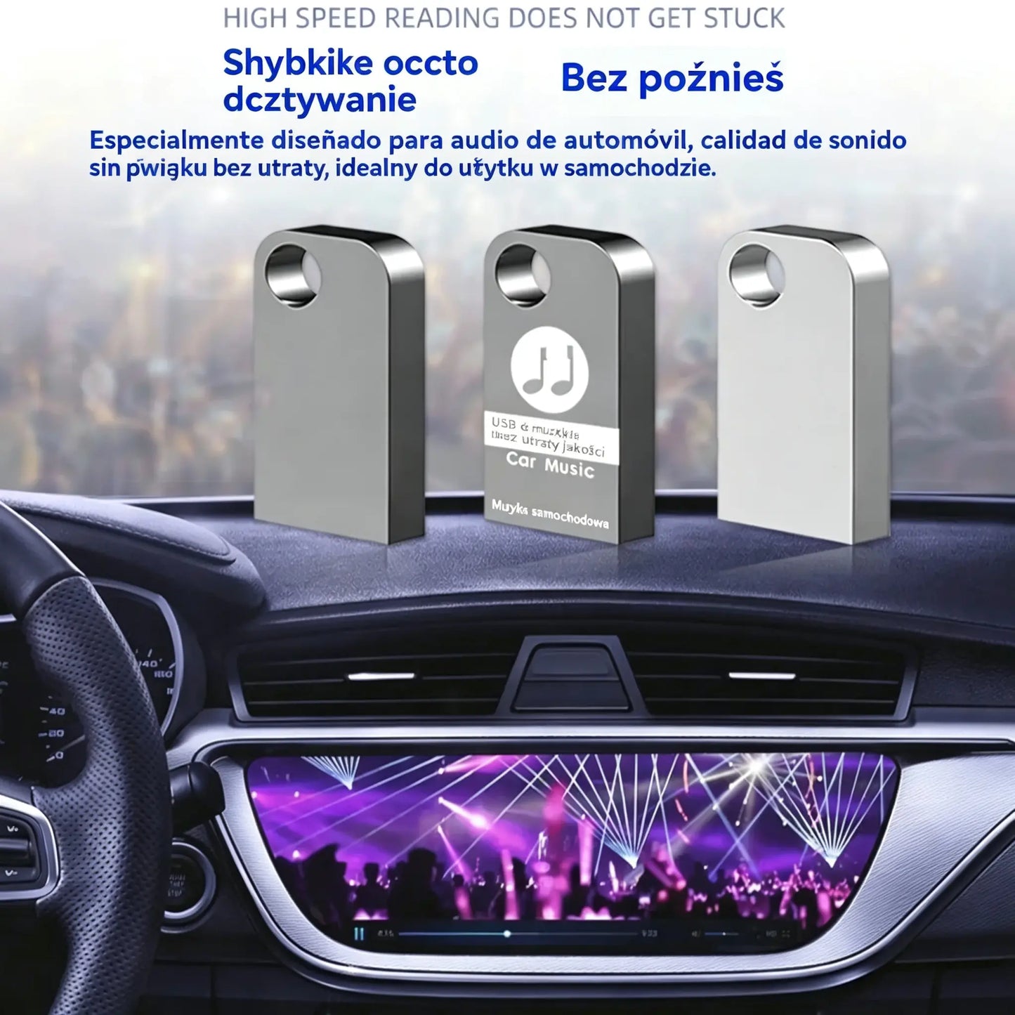 【Music U Disk】 Zawiera 8000 utworów, 600 MV, efekty dźwiękowe 6D