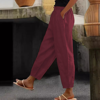 😍💕50% zľava💕 Dámske ležérne bavlnené ľanové nohavice (40-120 kg)