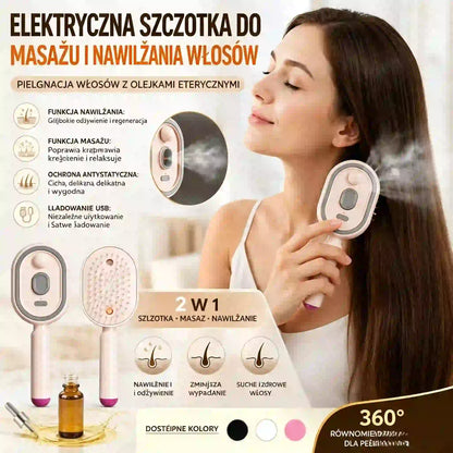 📢【Rabat 50%】 ⏰Elektryczny grzebień masujący z poduszkami powietrznymi, funkcją natrysku i olejkiem eterycznym, grzebień do pielęgnacji i natryskiwania włosów✨🔥