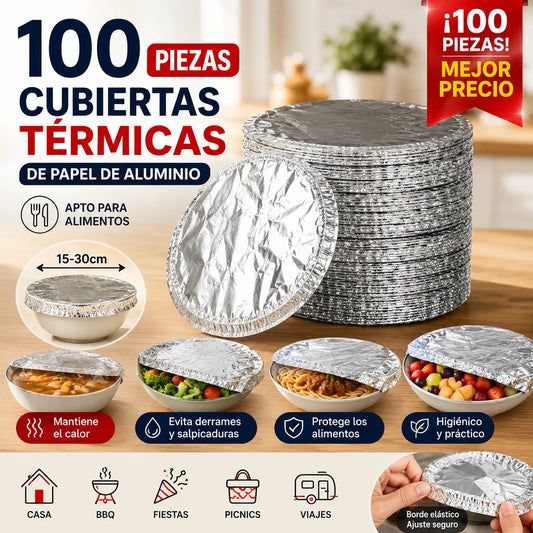 🔥Compra 50 y llévate 50 gratis🔥【100piezas】🍎 Cubierta térmica de papel de aluminio apto para alimentos