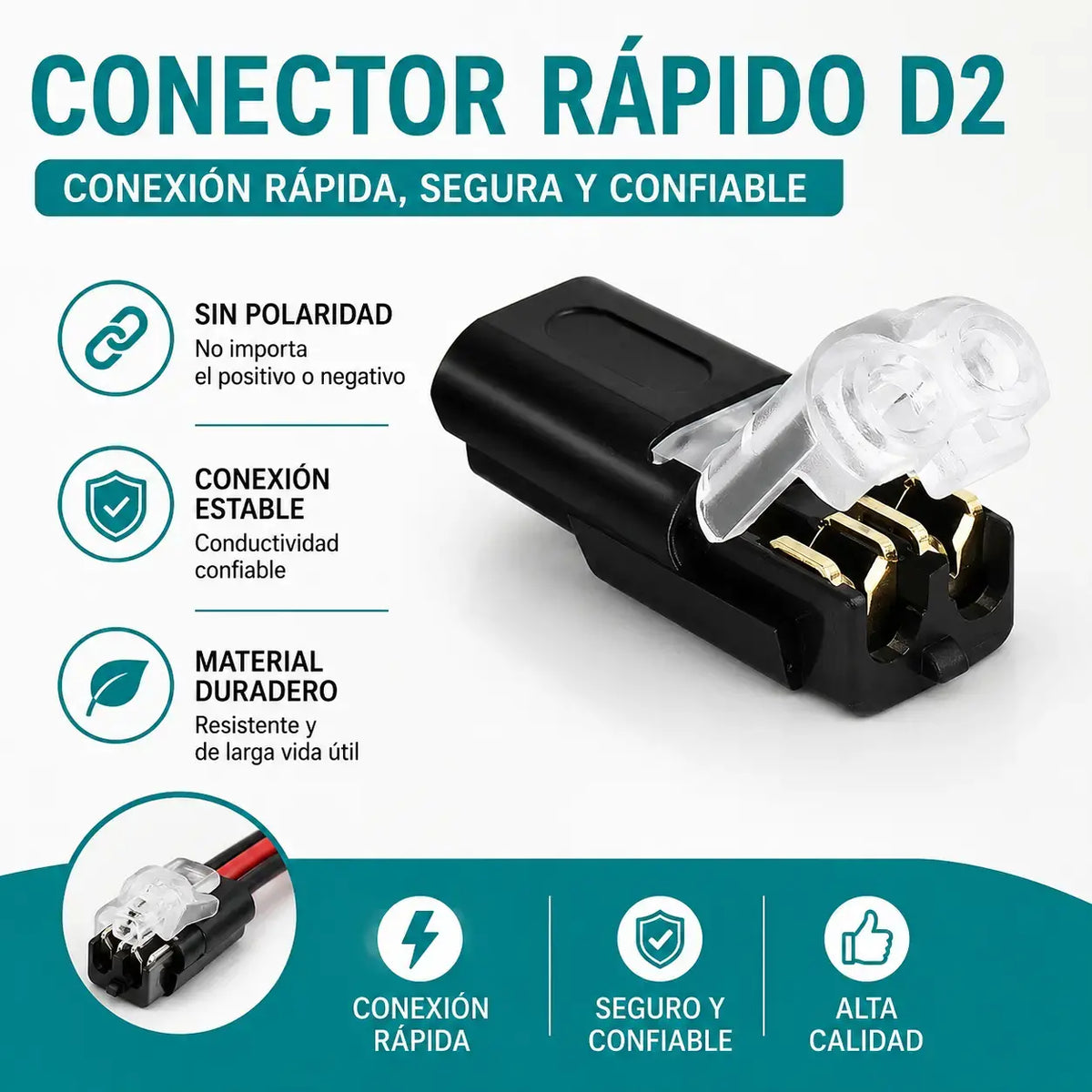 【20 piezas】Conector enchufable de doble cable con presilla de bloqueo
