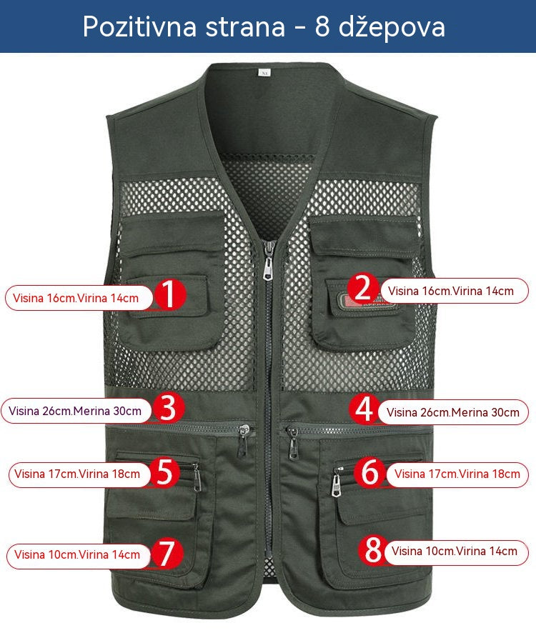 🔥 【Nova kolekcija -50% 】Jednostavan funkcionalni prsluk s više džepova🔥【XL-4XL】– Izdržljiv, prozračan i udoban