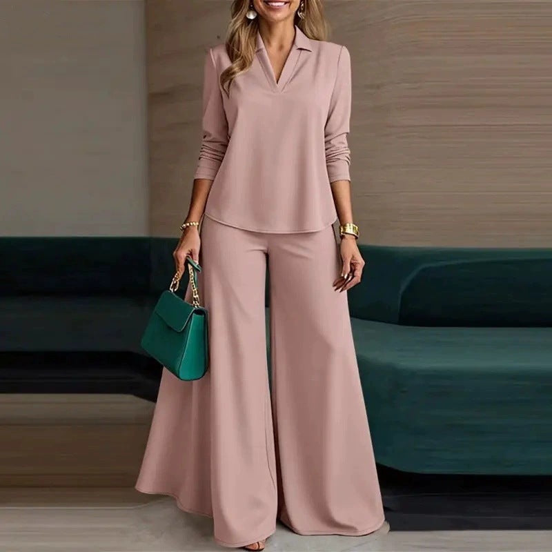 🔥【Rabat 50%】💖 【S–5XL】Modny damski zestaw dwuczęściowy ✅ Top + spodnie z szerokimi nogawkami
