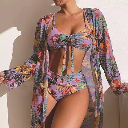 👙☀️【Kúp 1 a získaj 1】【S-2XL】 Nová trojdielna súprava šatkových plaviek 2024