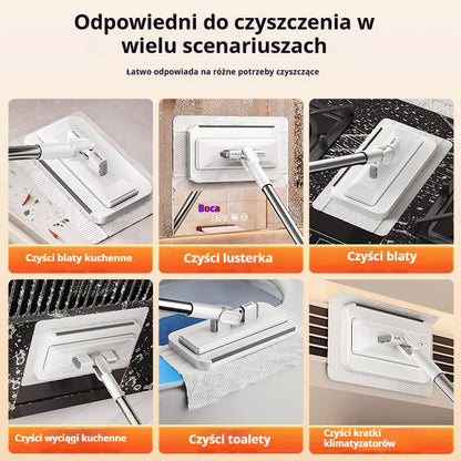 🔥Hit Sprzedaży 【Rabat 50%】🧹 Zestaw 4 szt. | Mop z uchwytem na ściereczkę – bezdotykowe wyciskanie, wygodne sprzątanie