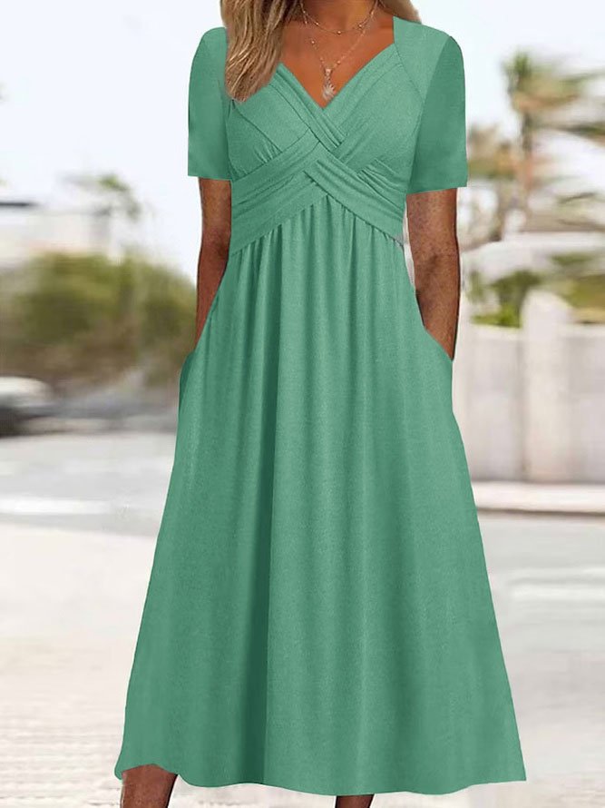 💟【Zľava 50%】【Kúp 1 a 1 zadarmo】【Veľkosti S-3XL】Jednofarebné ležérne midi šaty