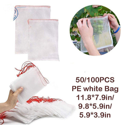 🍓🌳【50 sztuk】Siatka na owady i muszki owocowe, siatka ochronna drzew ozdobnych przed ptakami, worki siatkowe ogrodowe do ochrony kwiatów, roślin, owoców i warzyw🥬🌸🐦