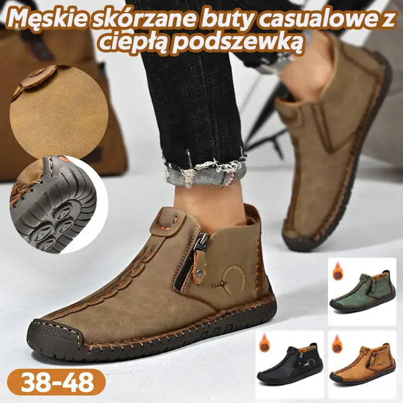 👞💥【38-48】Nowość na jesień/zimę 2026: Męskie botki Martin z podszewką z futra i zamkiem błyskawicznym
