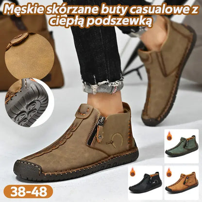 👞💥【38-48】Nowość na jesień/zimę 2026: Męskie botki Martin z podszewką z futra i zamkiem błyskawicznym