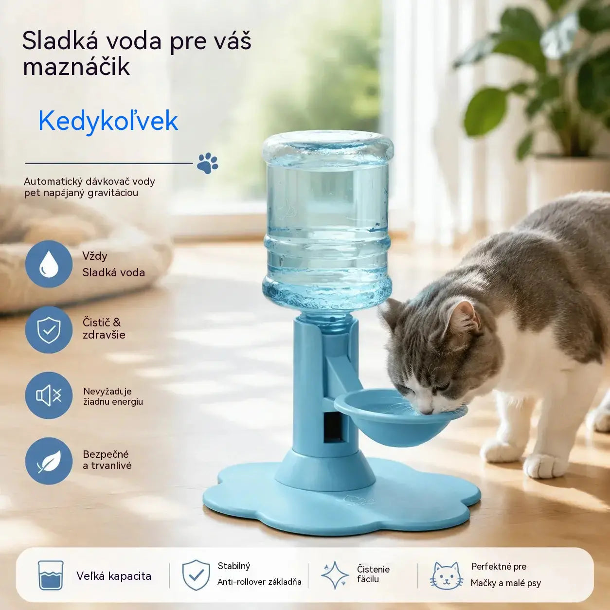 🐾 Automatický dávkovač vody pre domáce zvieratá – samonapĺňanie pomocou gravitácie; miska na vodu pre psov a mačky